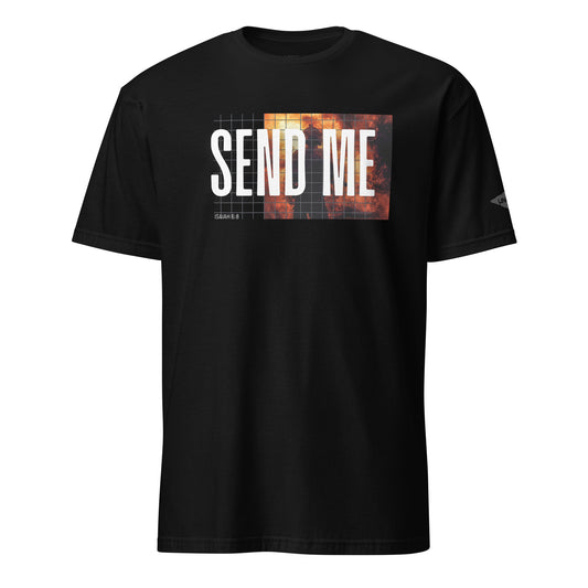 Black Send Me Isaiah 6:8 UNCIVIL Flames T-Shirt with Black Uncivil Spear on Left Sleeve