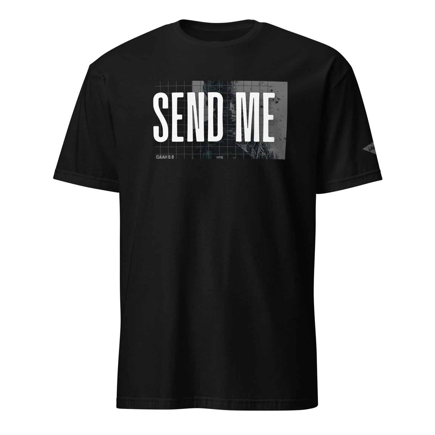 Black Send Me Isaiah 6:8 UNCIVIL Soldier Black T-shirt with Uncivil Spear on the Left Sleeve