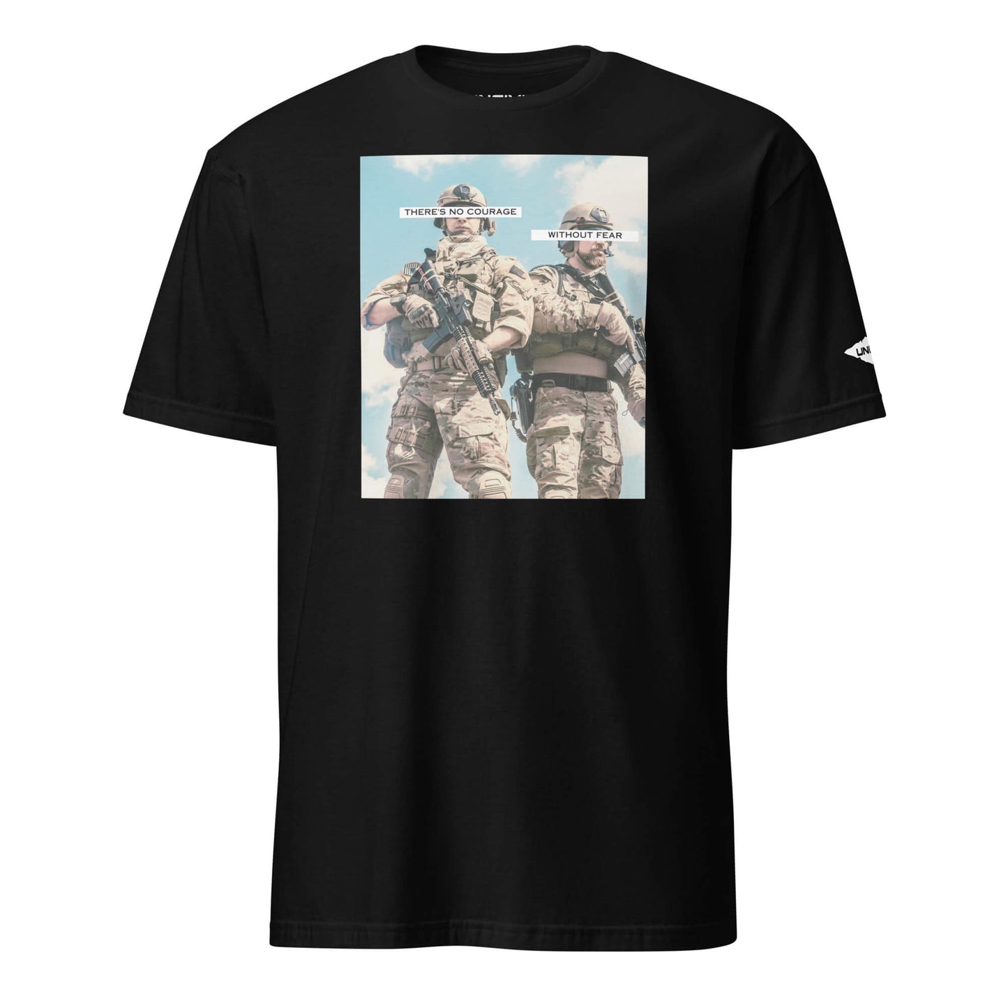 There is no courage without fear Army Graphic Unisex T-shirt in Black with Uncivil Spear