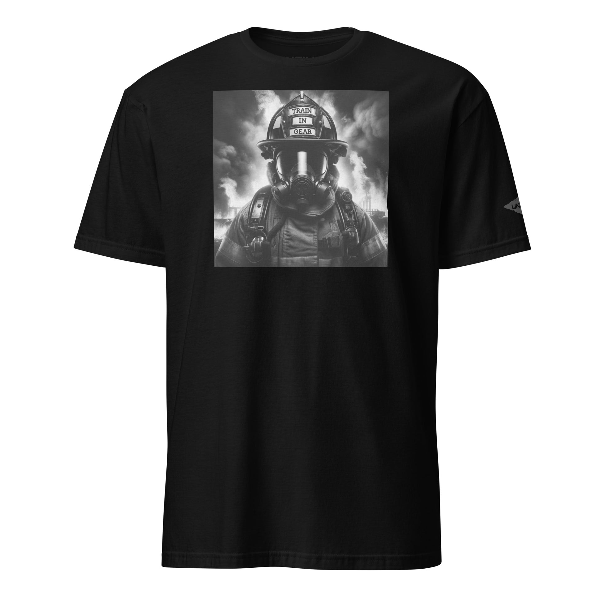 Black Gear Up and Roll Graphic Train in Gear Firefighter Unisex T-Shirt