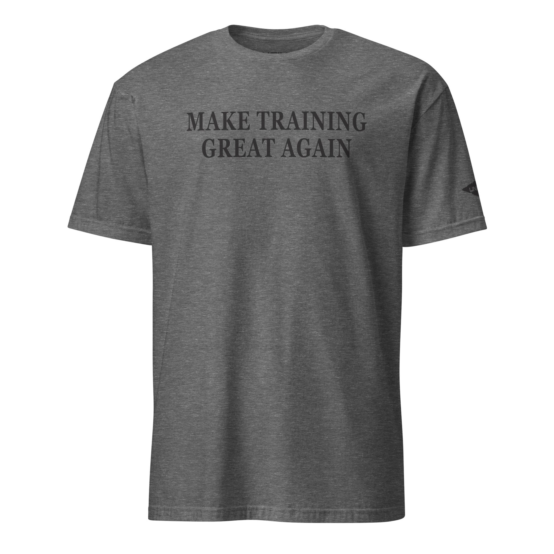 Graphite Grey Make Training Great Again Stealth Edition T-Shirt with Uncivil Spear on Left Sleeve