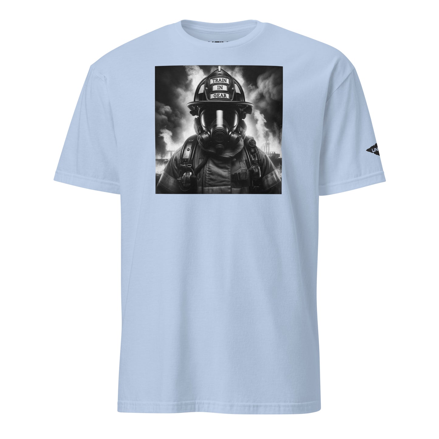 Blue Gear Up and Roll Graphic Train in Gear Firefighter Unisex T-Shirt