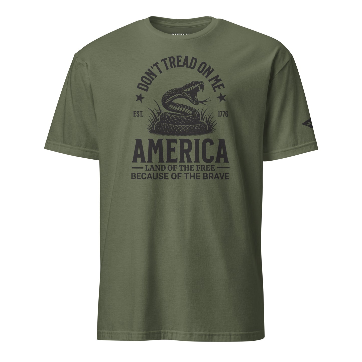 Army Green Don't Tread On Me Stealth Edition T-Shirt with Uncivil Spear on left sleeve