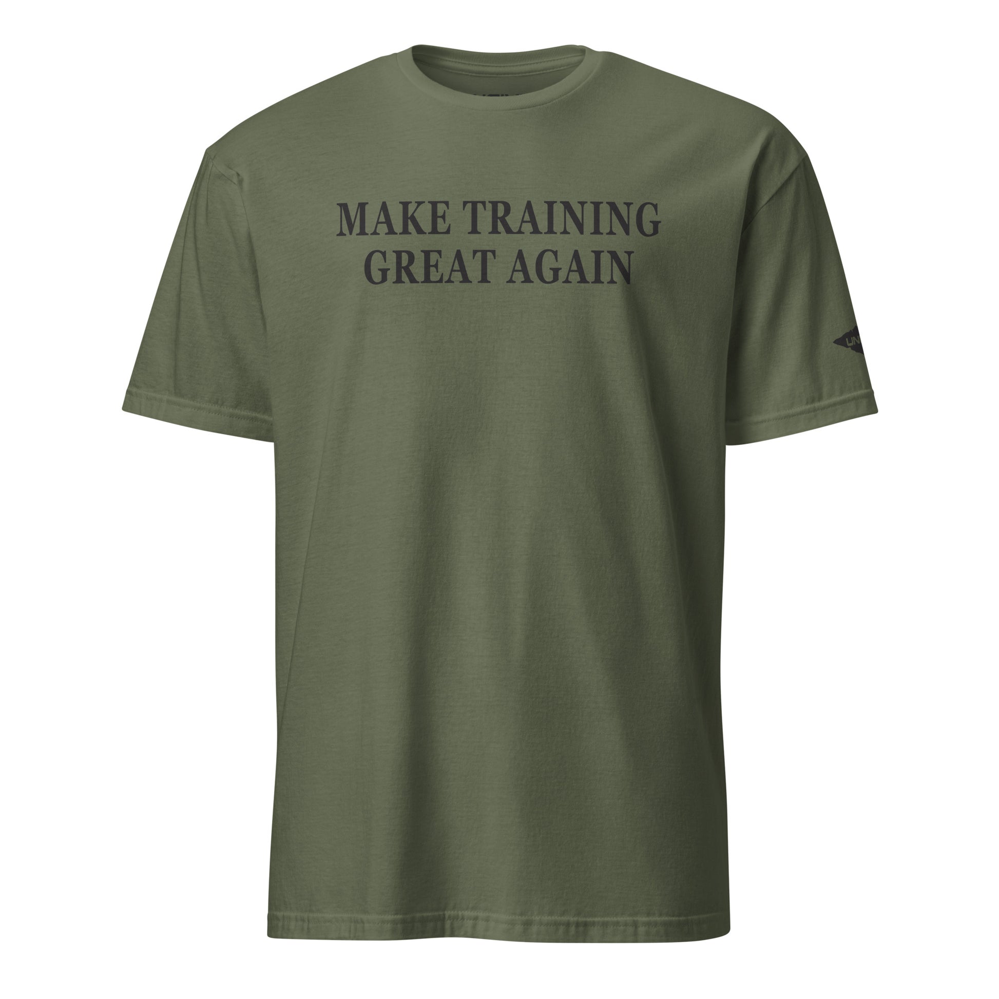 Army Green Make Training Great Again Stealth Edition T-Shirt with Uncivil Spear on Left Sleeve