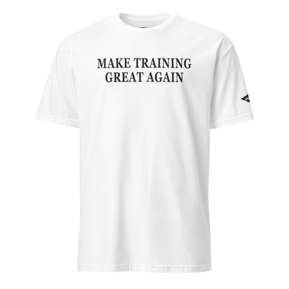 White Make Training Great Again Stealth Edition T-Shirt with Uncivil Spear on Left Sleeve