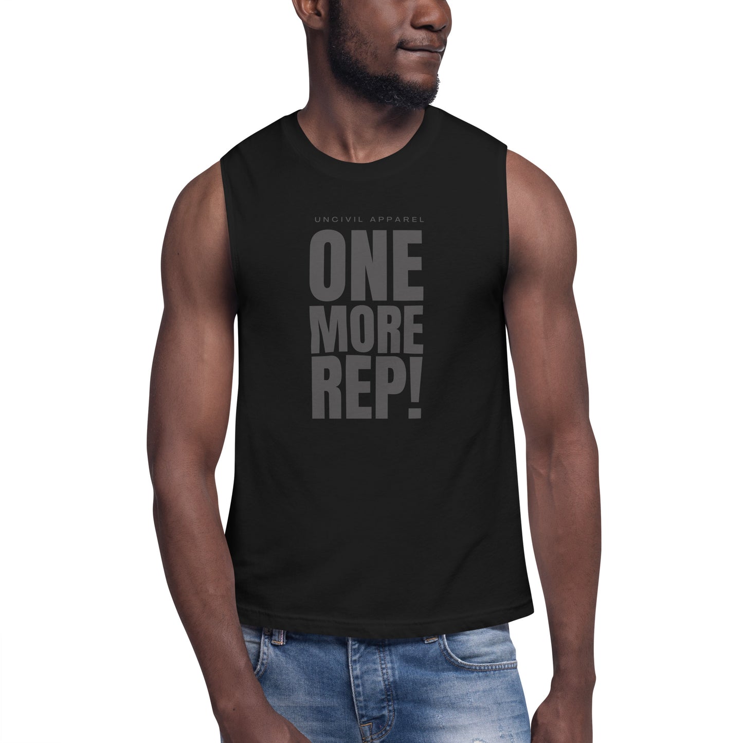 One More Rep Unisex Muscle Tee for workout motivation