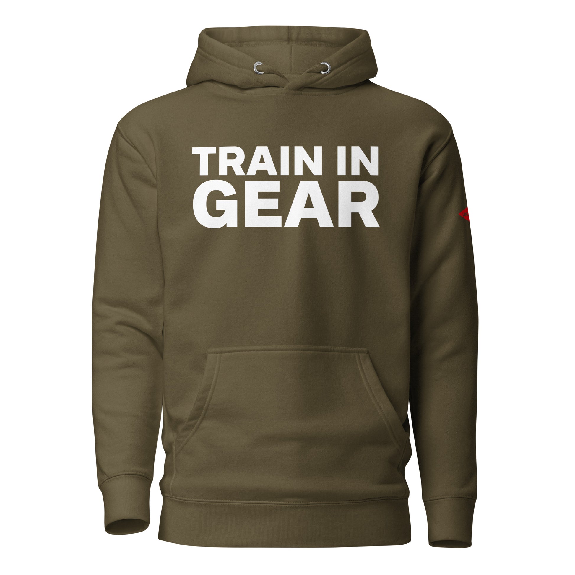 Train in Gear Army Green Printed Hoodie