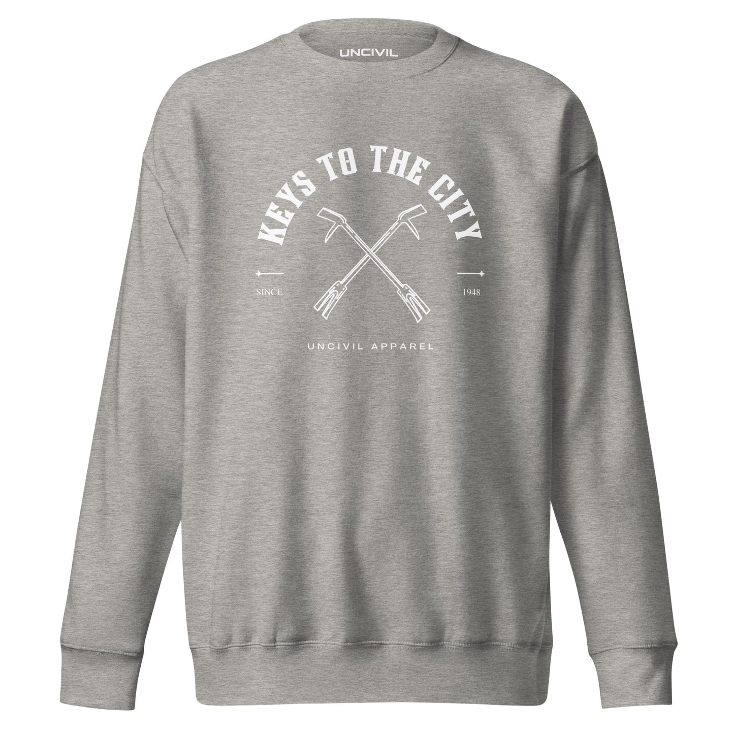 Keys to the City, Halligan bar design. Light Grey unisex long sleeve.