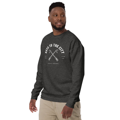 Keys to the City, Halligan bar design. Heather Grey Men's long sleeve.