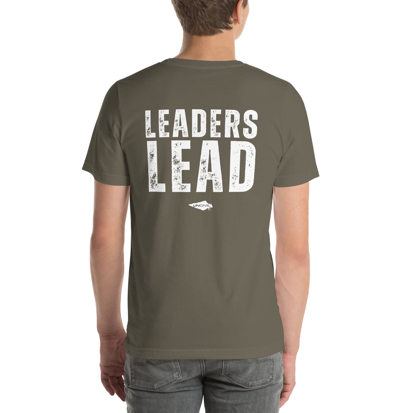 Leaders Lead Army Green t-shirt - men's motivational shirts