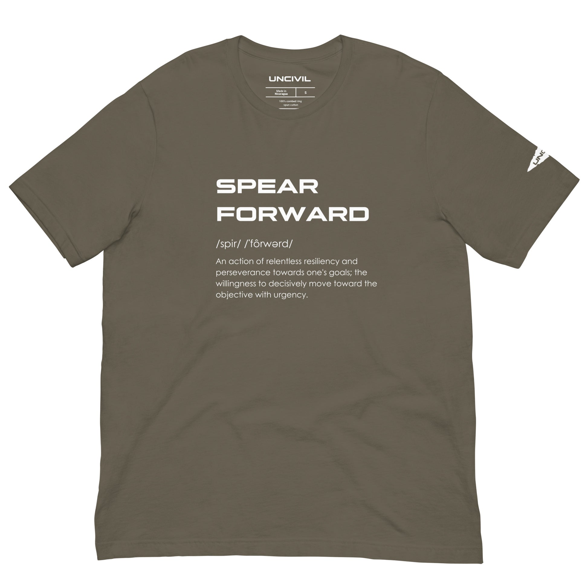 SPEAR Forward definition UNCIVIL army green shirt