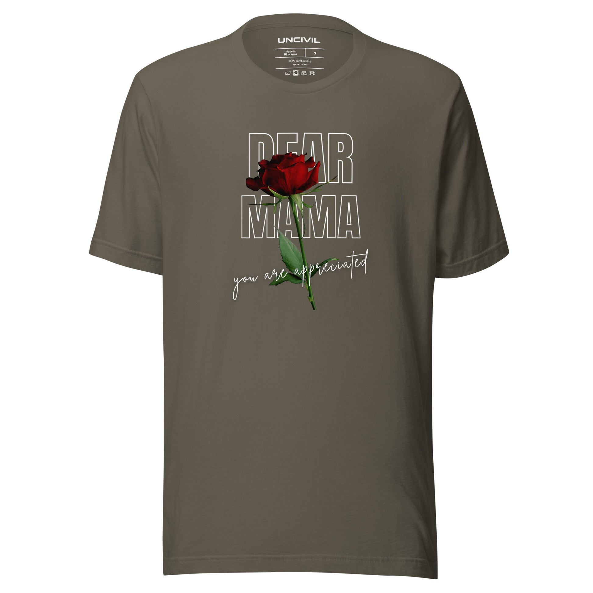 Dear Mama Tupac Shakur Inspired T-shirt, army green unisex tee