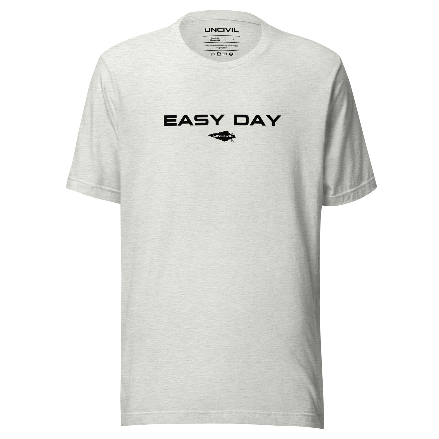 Easy Day UNCIVIL Tee, inspired by the Navy Seals phrase "Easy Day". Grey Ash men's shirt.