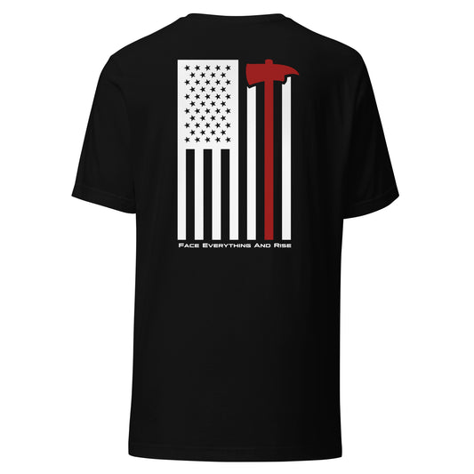 Face Everything & Rise UNCIVIL Firefighter Unisex t-shirt with American Flag and Fireman's Axe - Black