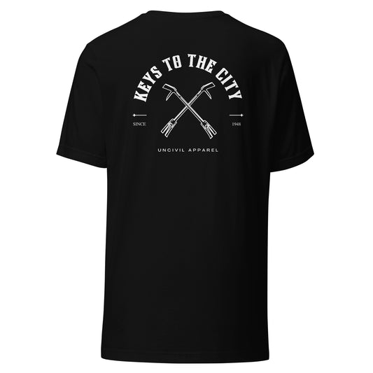 Keys to the City Halligan shirt, black unisex t-shirt