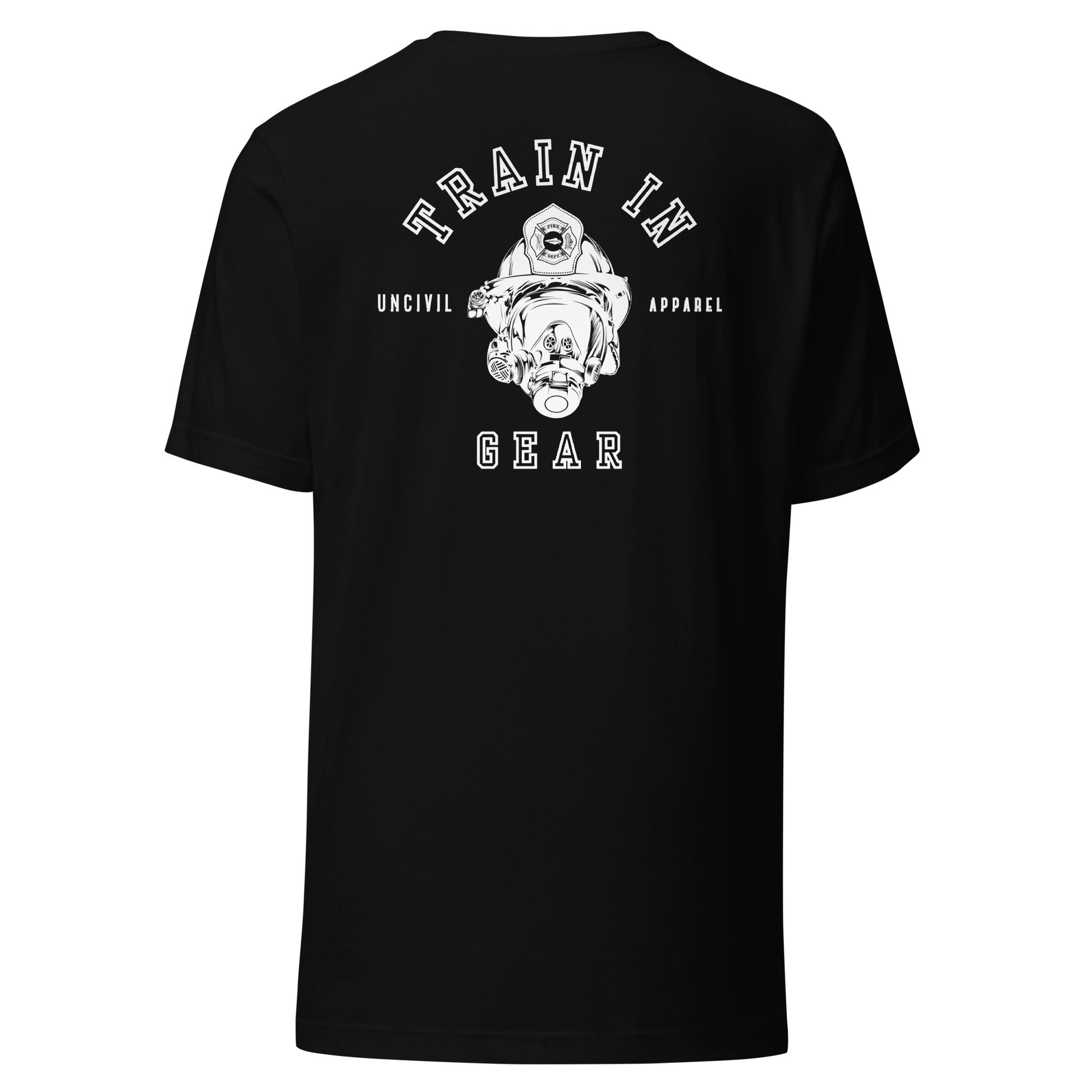 Train in Gear Graphic T-shirt, Firefighter and Military shirts, Black