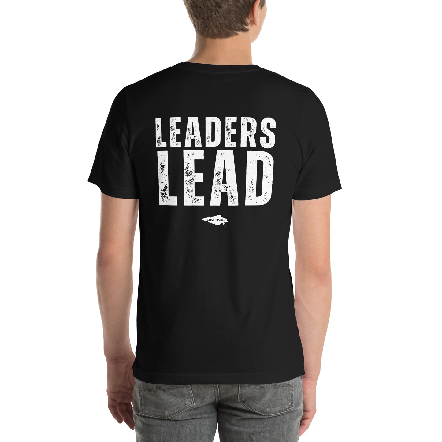 Leaders Lead black t-shirt - men's motivational shirts