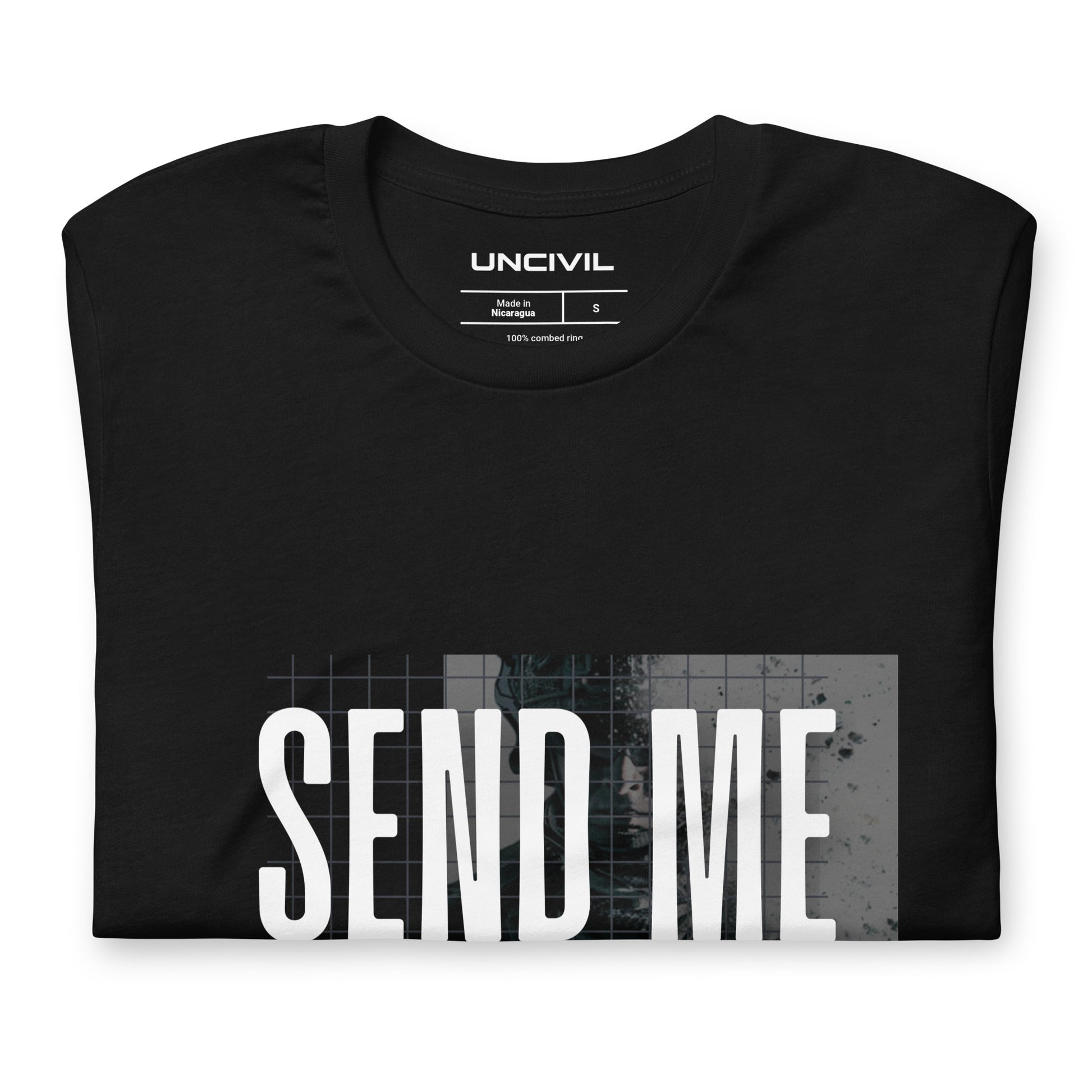 Send Me Isaiah 6:8 shirt, black graphic tee featuring a soldier. Men 's shirt.