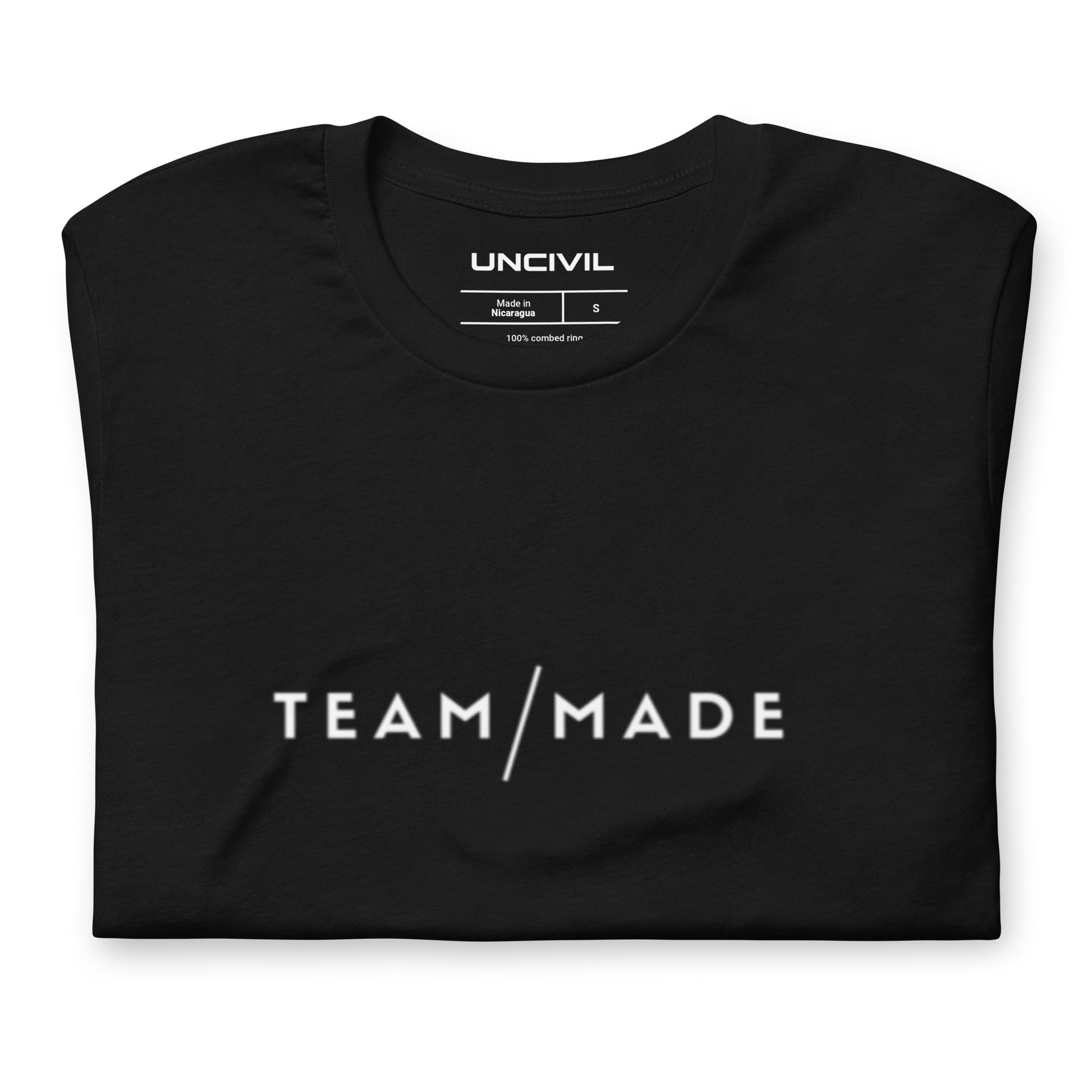 Team Made black t-shirt for men.