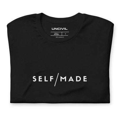 Our Self/Made UNCIVIL lifestyle shirt embodies empowerment and resilience. Black unisex shirt.