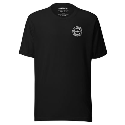 Keys to the City Halligan shirt, black unisex t-shirt with maltese cross