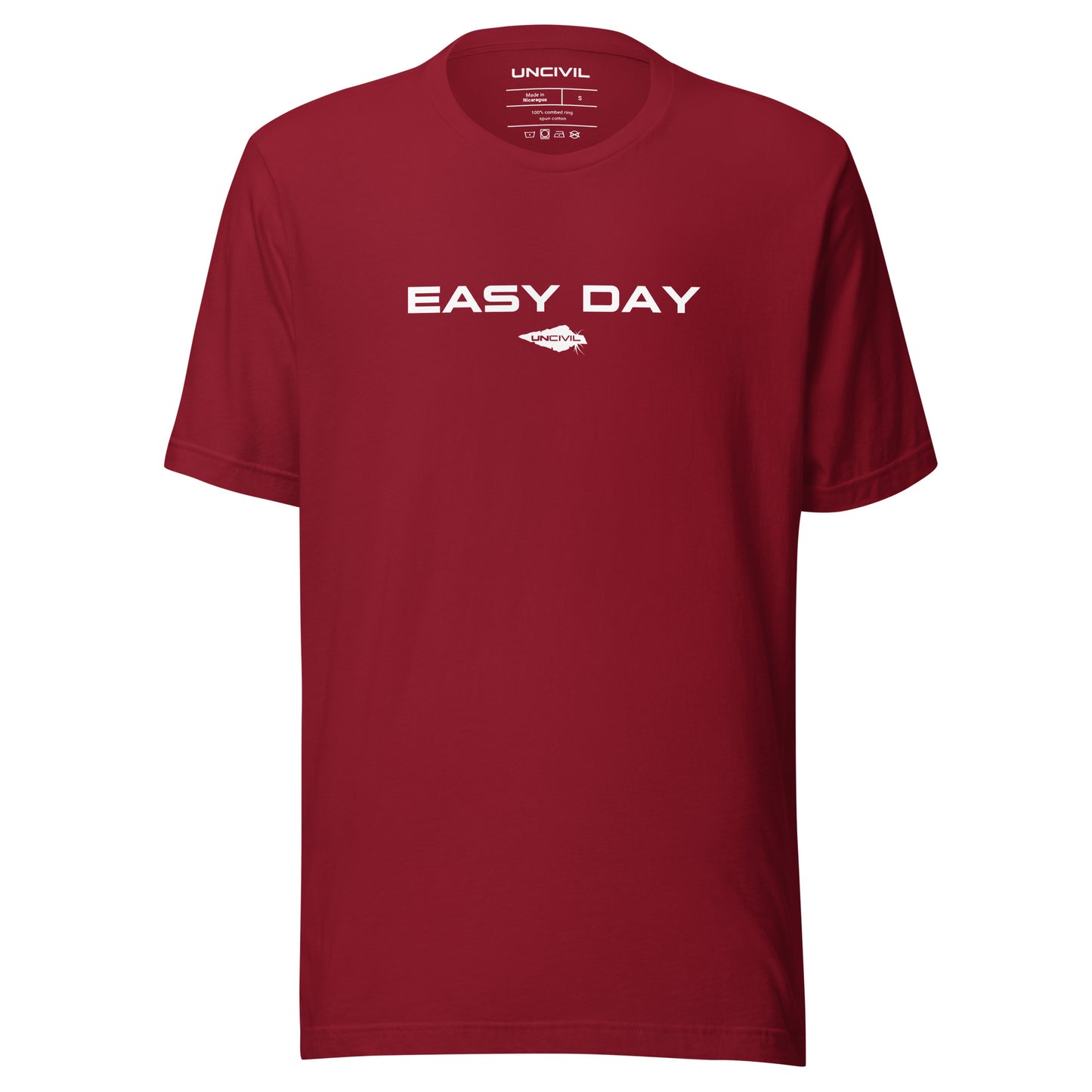 Easy Day UNCIVIL Tee, inspired by the Navy Seals phrase "Easy Day". Red men's shirt.