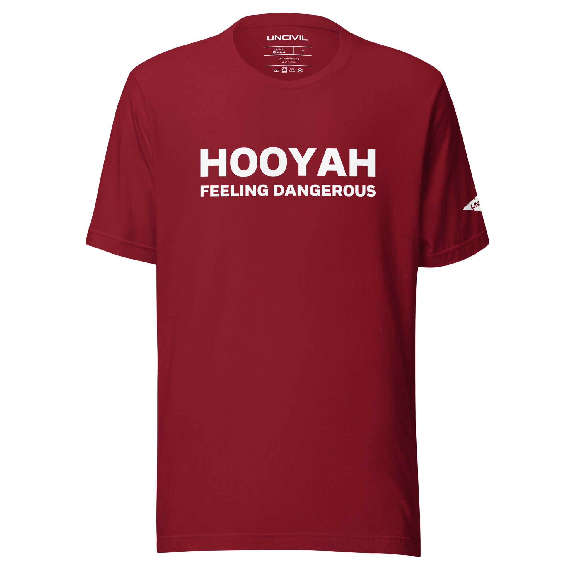 Hooyah, Feeling Dangerous shirt. The term "hooyah" is a U.S. Navy SEALs battle cry often used as motivation. Red unisex t-shirt.