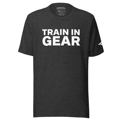 Train in Gear Firefighter shirt. Heather Grey women's t-shirt.