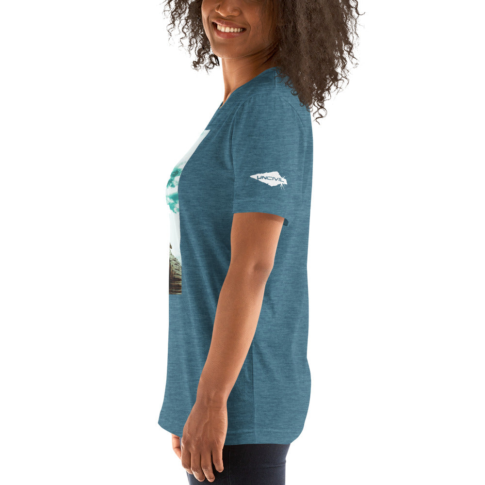 Our Psy Ops shirt features the Trojan Horse, a legendary story from Greek mythology. Heather Deep Teal graphic tee.
