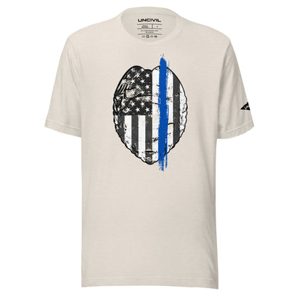 Back the Blue Unisex shirt. Law Enforcement Thin Blue Line t-shirt in heather dust.