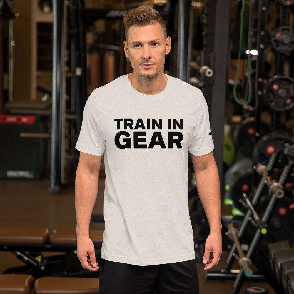 Train in Gear Firefighter shirt. Heather Dust Men's t-shirt.