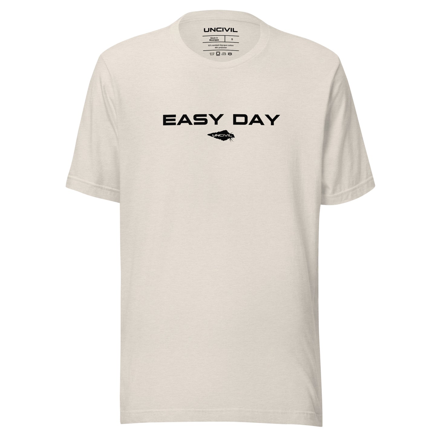 Easy Day UNCIVIL Tee, inspired by the Navy Seals phrase "Easy Day". Heather Dust men's shirt.