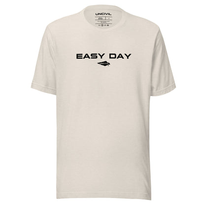 Easy Day UNCIVIL Tee, inspired by the Navy Seals phrase "Easy Day". Heather Dust men's shirt.