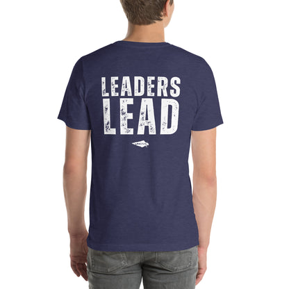 Leaders Lead blue t-shirt - men's motivational shirts