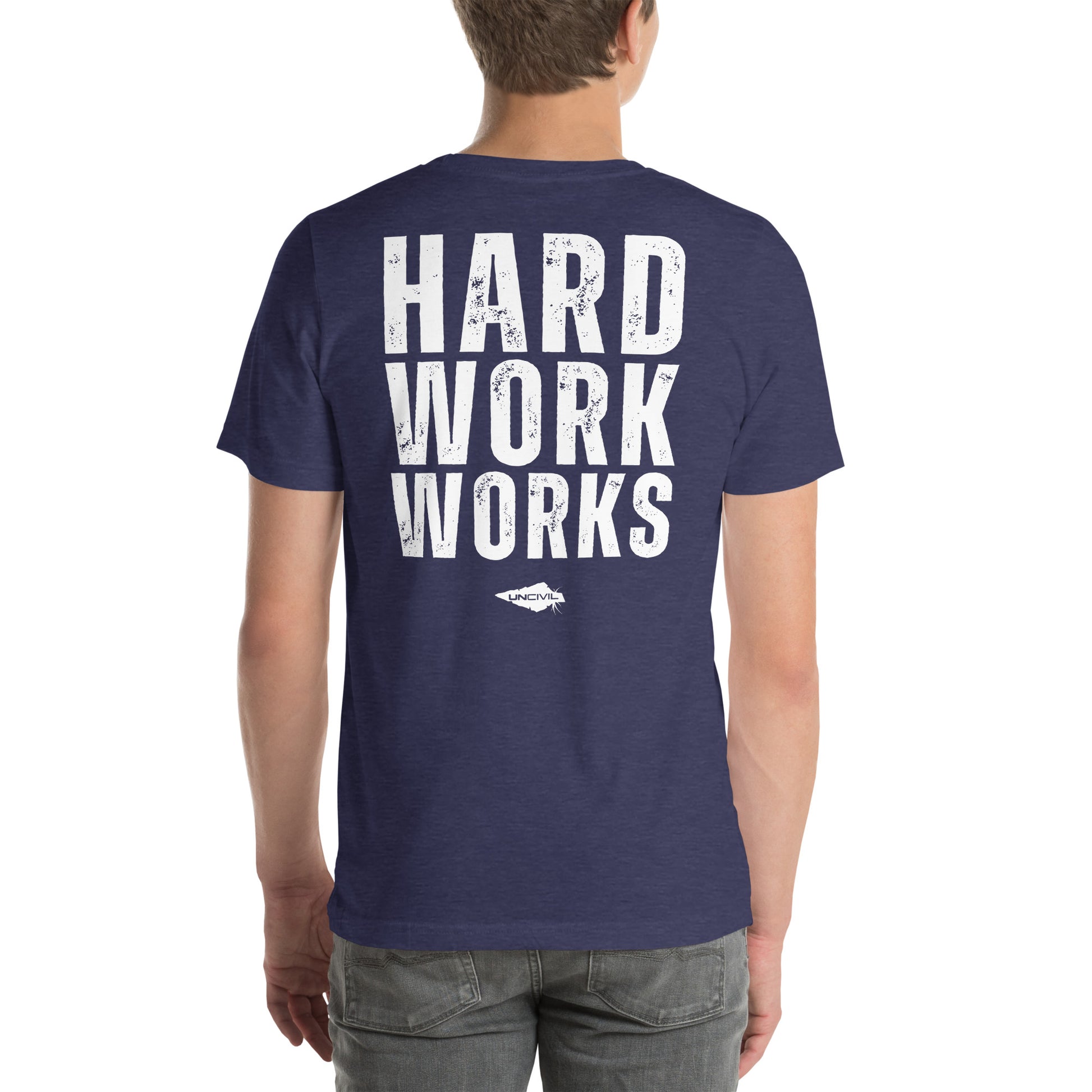 Hard work works blue t-shirt - motivational shirt