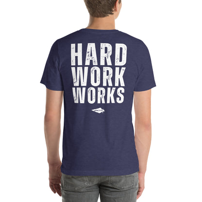 Hard work works blue t-shirt - motivational shirt