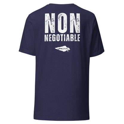 Non-Negotiable Heather Blue unisex motivational gym UNCIVIL T-shirt