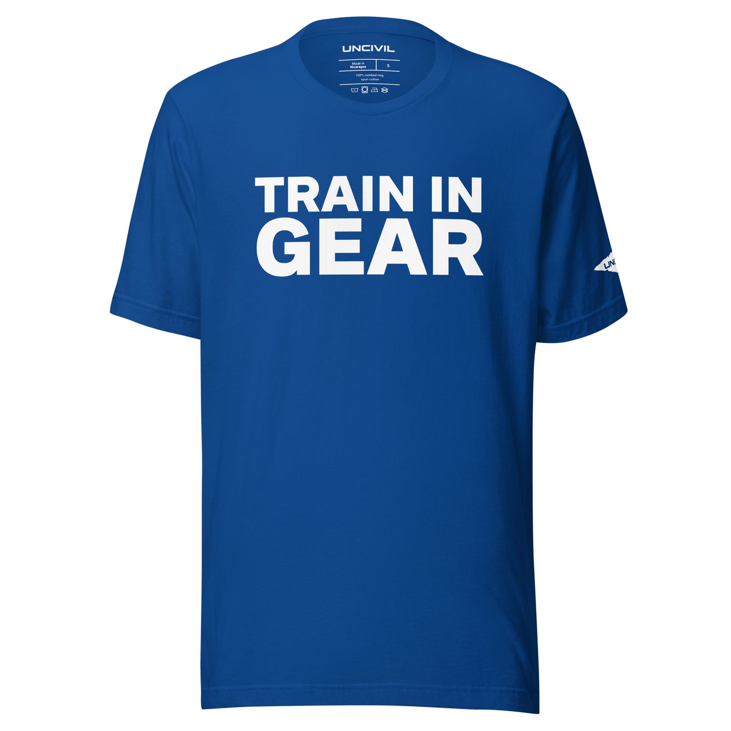 Train in Gear Firefighter shirt. Royal Blue Unisex t-shirt.