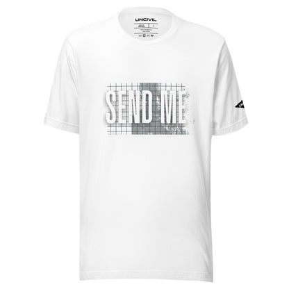 Send Me Isaiah 6:8 shirt, white graphic tee featuring a soldier. Men 's shirt.