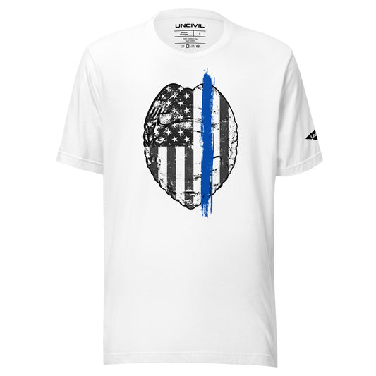Back the Blue Unisex shirt. Law Enforcement Thin Blue Line t-shirt in white.