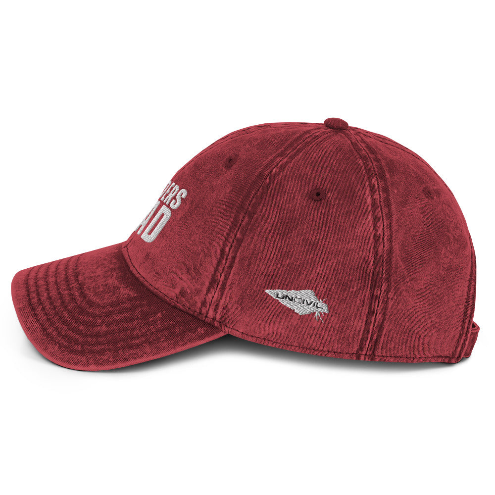 Leaders Lead Embroidered Red Vintage Hat with our UNCIVIL Spear.