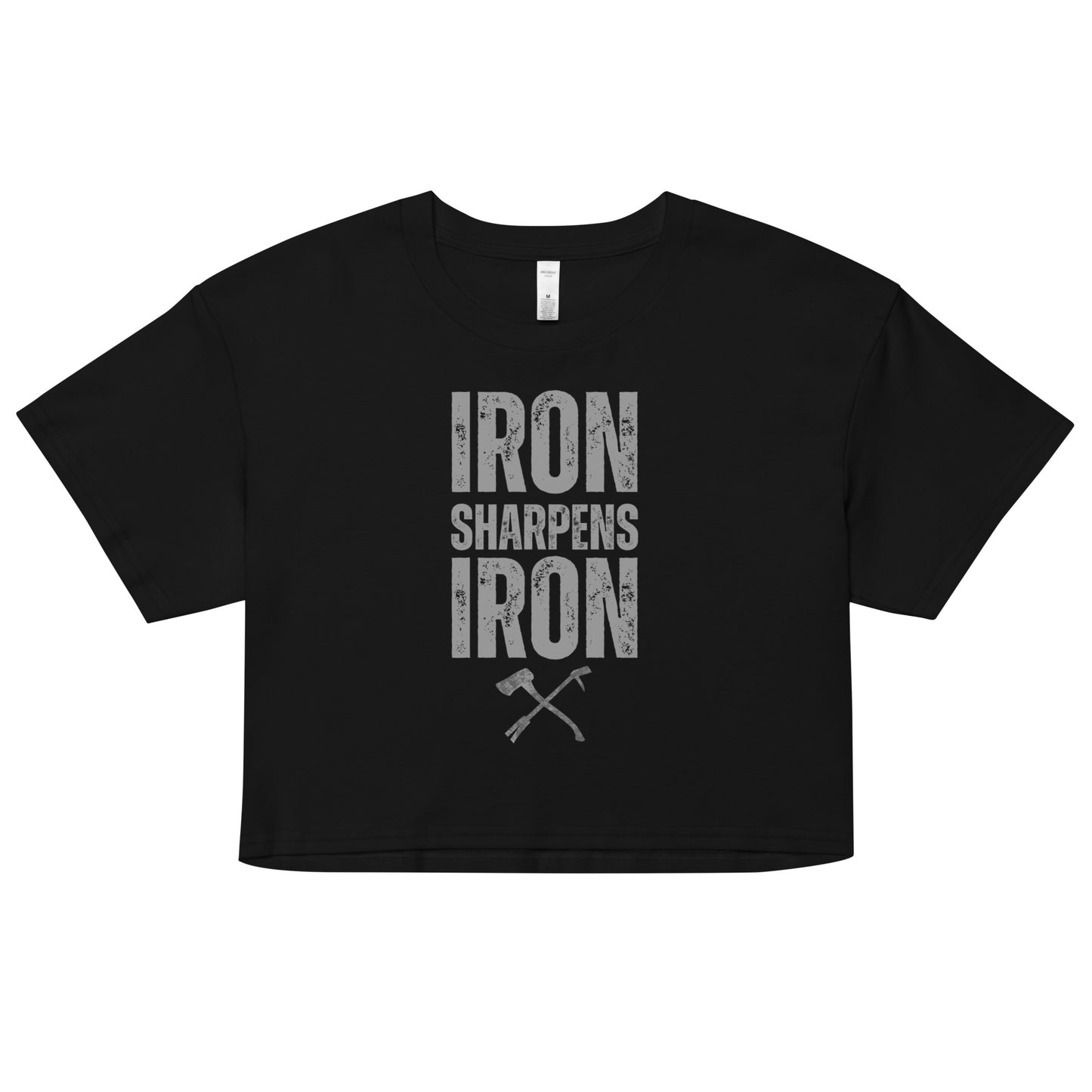 Iron Sharpens Iron Proverbs 27:17 Women's Crop top with a set of irons - Black