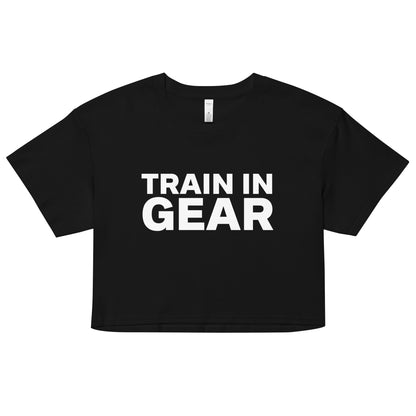 Train in Gear Women's firefighter and military crop top. Black and white.