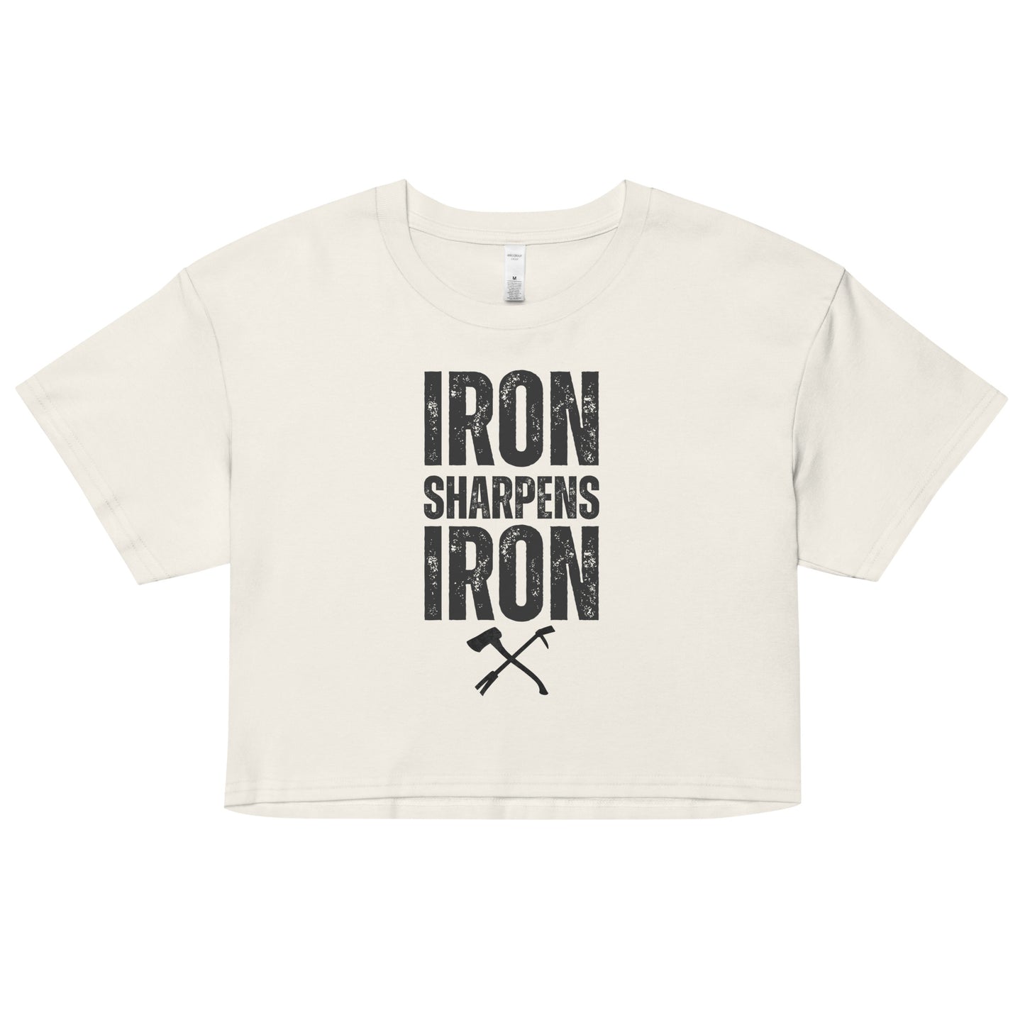 Iron Sharpens Iron Proverbs 27:17 Women's Crop top with a set of irons - Cream