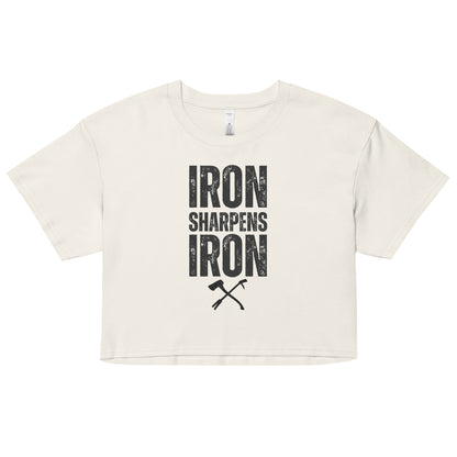Iron Sharpens Iron Proverbs 27:17 Women's Crop top with a set of irons - Cream