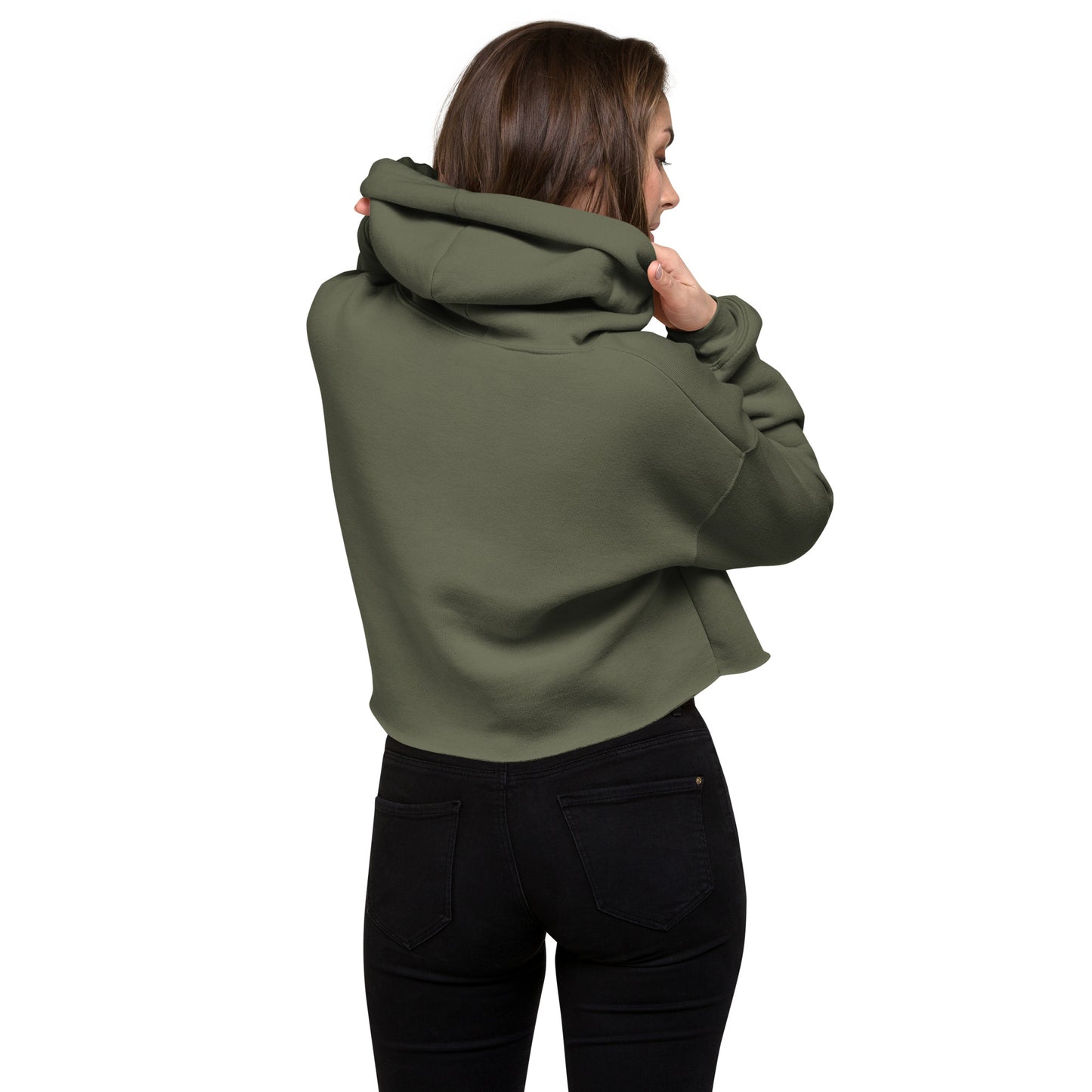 Keys to the City Halligan Firefighter Women's Crop Hoodie, Army Green sweater.